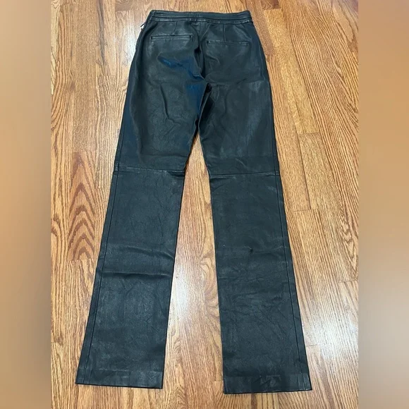 DEREK LAM 10 CROSBY Fia belted leather slim-leg pants Size 00